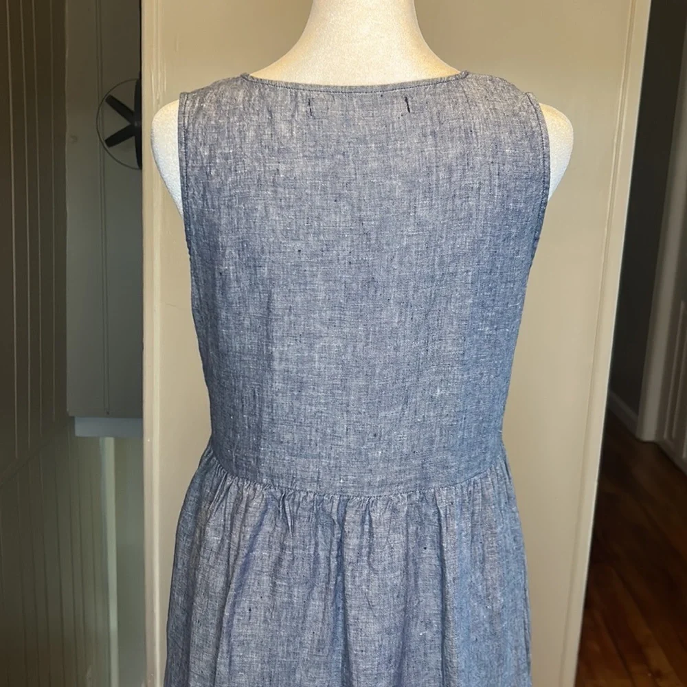 Pyne & Smith No. 21 V Neck Sleeveless Linen Dress in Oxford Chambray Size XS - Picture 6 of 9